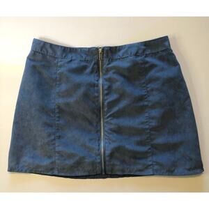 H&M Divided Blue Faux Suede Mini Skirt w/ Front Zipper - Women’s 12